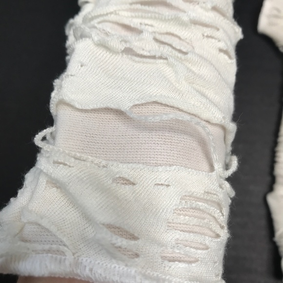 White Mummy Gloves Mens Hand Covers Bandage Arm Covers Ghost Zombie Ripped Biker - Picture 6 of 6